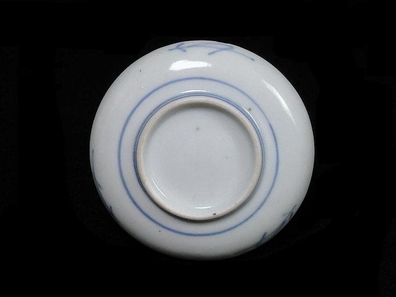 古伊万里　染付　平角繋ぎに五弁花の図　豆皿　A879AS-BWo