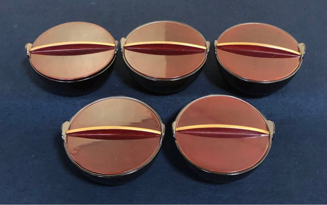 《レ》鍋型 吸物椀5客 多用椀 木製漆器 木箱　251127お1