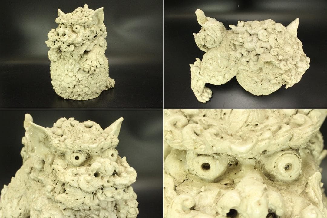 古美術 古萩 獅子 置物 時代物(A676)