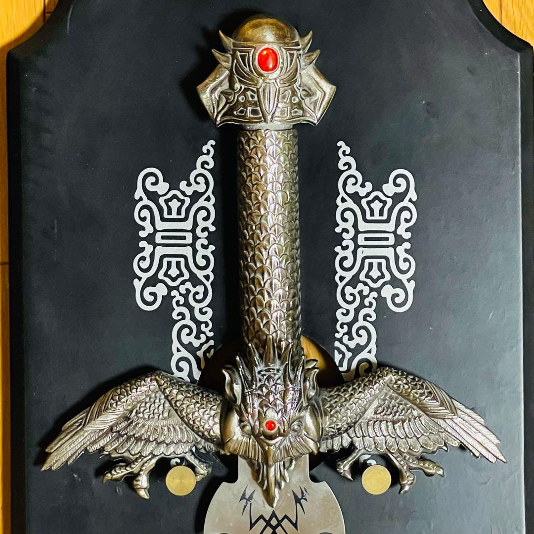 【希少】金属製 洋剣 模造剣 デスブリンガー エクスカリバー 悪魔 飾り台
