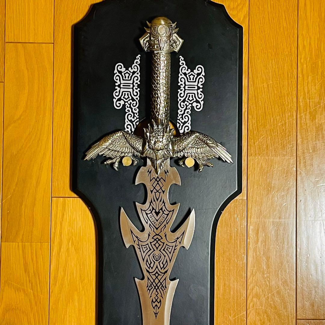 【希少】金属製 洋剣 模造剣 デスブリンガー エクスカリバー 悪魔 飾り台