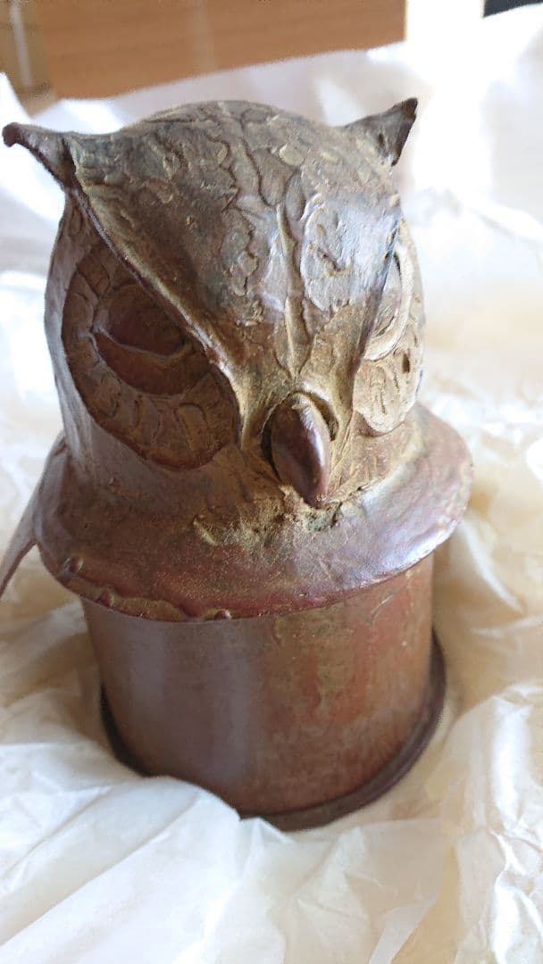 蠟型　鋳銅　小物入　みみずく 平井 昇甫 氏作 共箱入