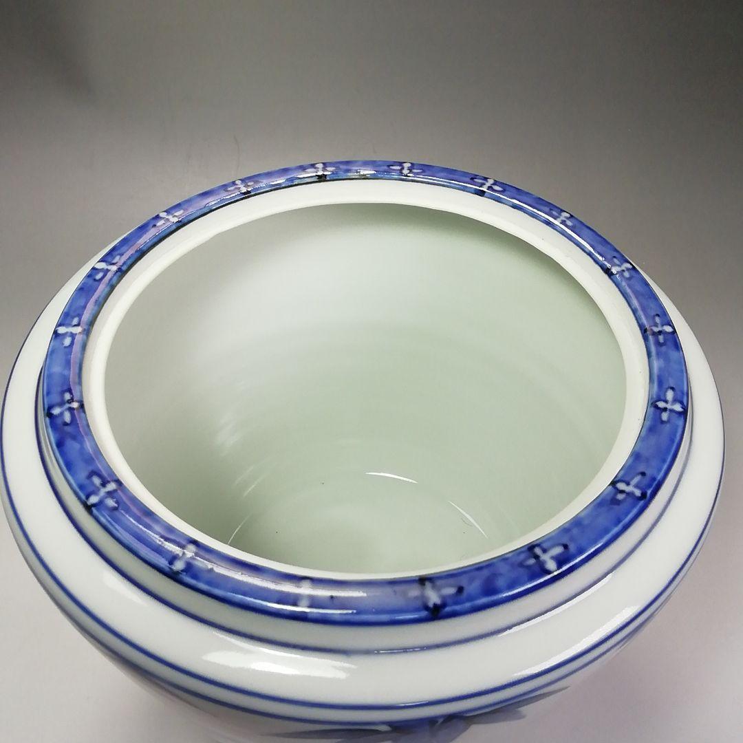 Ｓ４３６　水指　『染付　竹の図　水指』『平安　高野正阿弥造』　共箱　茶道具