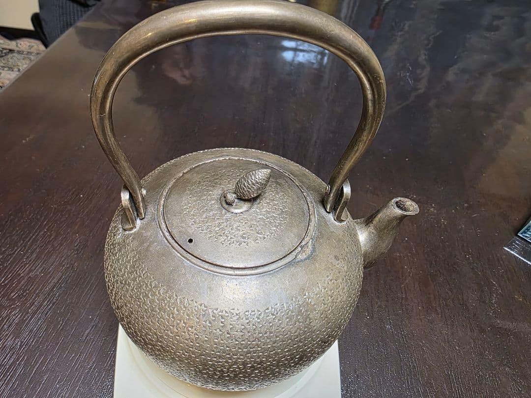 星模様の純銀製茶釜 374g