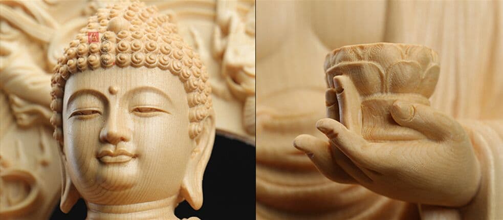 【修縁堂】最高級 木彫仏像 阿弥陀三尊立像 観世音 阿弥陀如来 勢至菩薩 彫刻