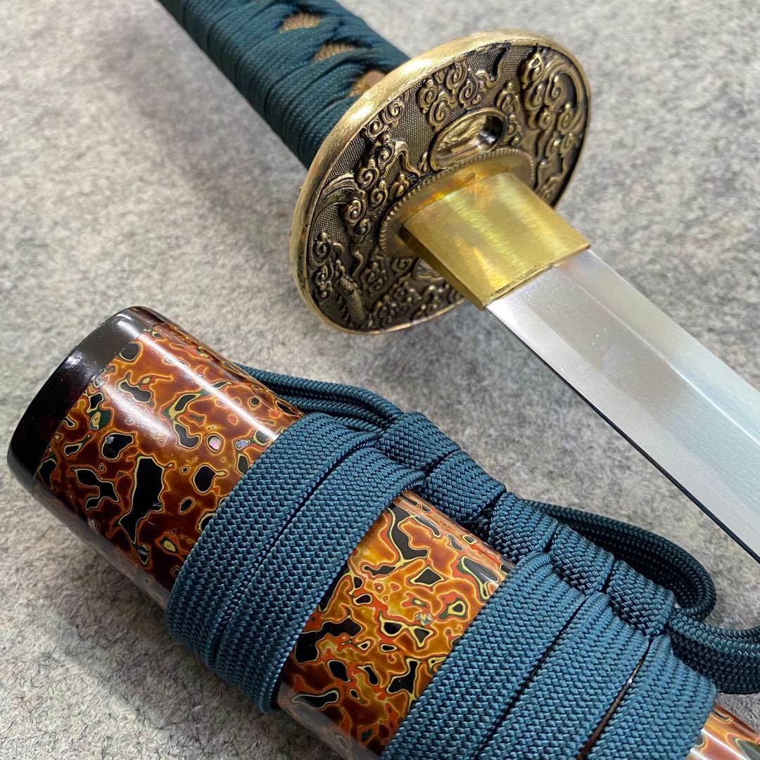 美品 模造刀 津軽塗り 本漆塗 堆朱 大刀 小刀 セット 螺鈿細工 刀袋付き 侍