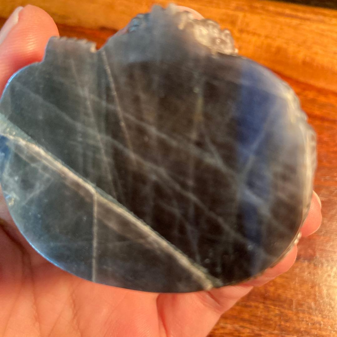 ブルーサファイア製 ガネーシャ像／希少石・手彫り・ネパール仏像・239g