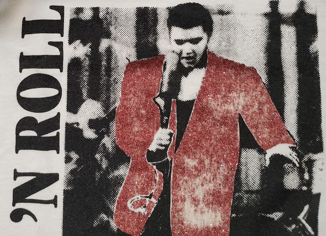 エルビス・プレスリー 1988 R&R ビンテージ モノクロラメ Tシャツ XL