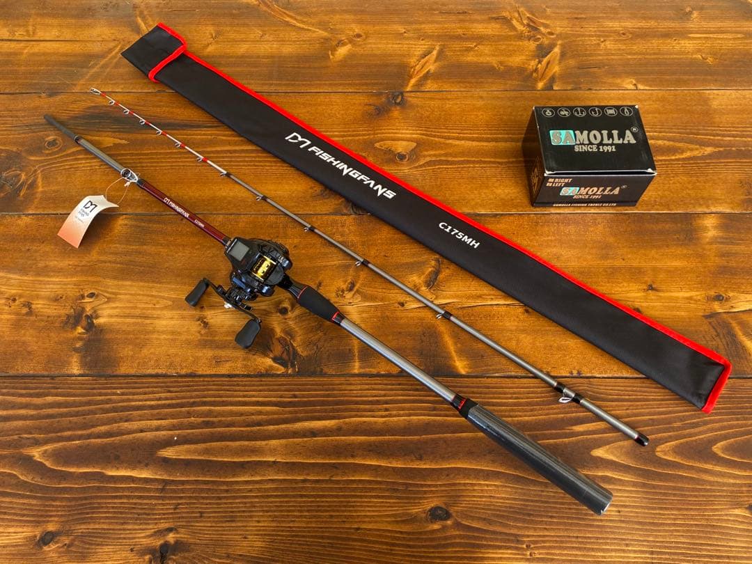 ジギングロッド　デジタルカウンター付きリール　イカメタル　タイラバ　左ハンドル