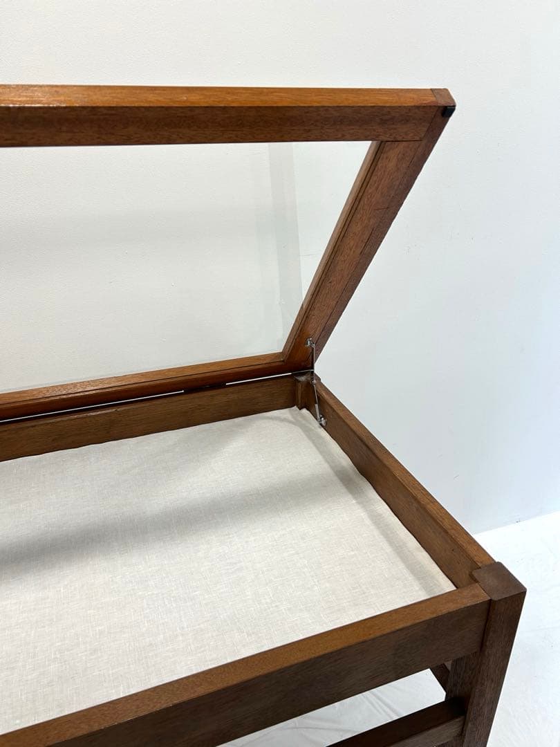 【ちょこ】大正ガラス 木製アンティークショーケース 中型