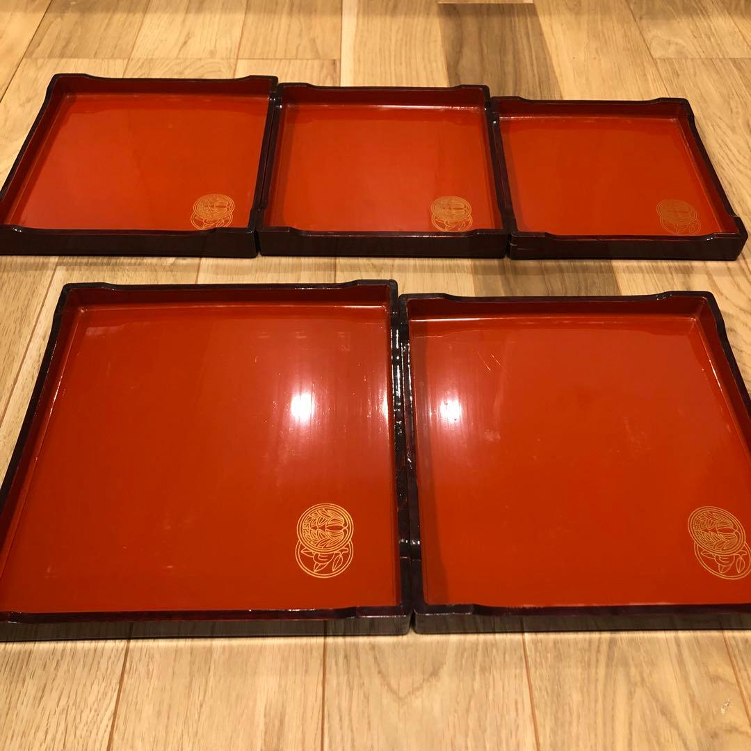 重箱 入れ子 五段 アンティーク 時代もの 栄重 アール・ヌーヴォー 木箱