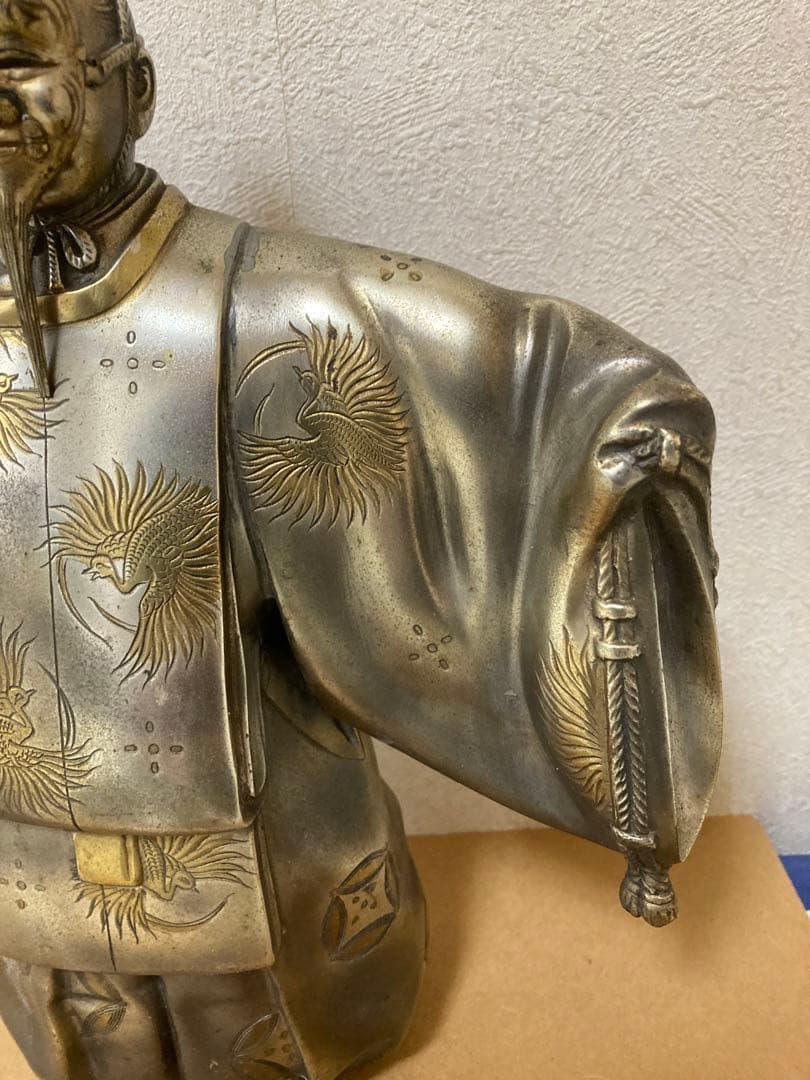 翁置物 金工師清山作 重さ4.2kg高さ32cm