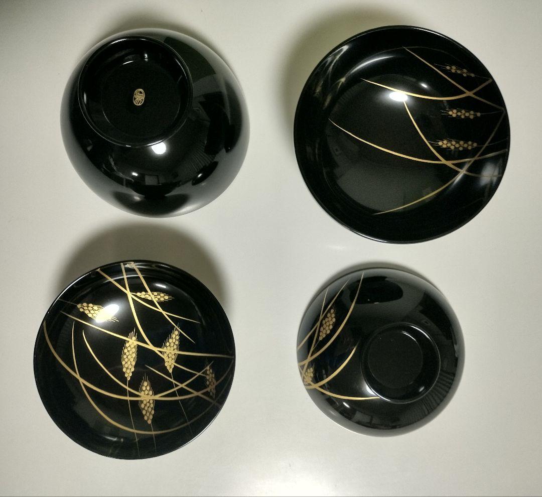 京都　平安象彦　稲穂蒔絵　吸物椀　2客