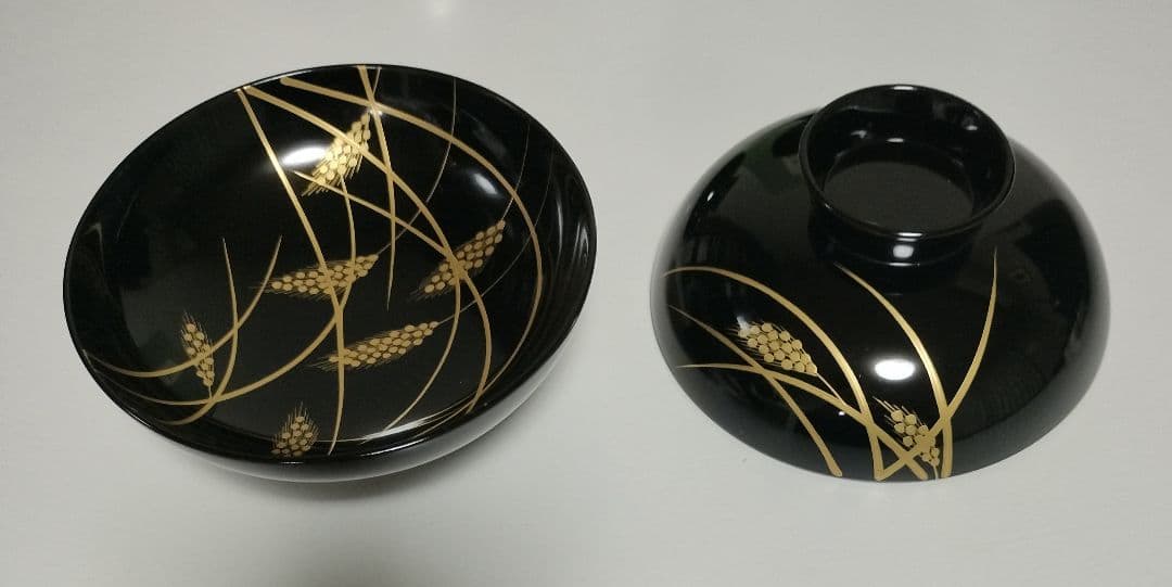 京都　平安象彦　稲穂蒔絵　吸物椀　2客