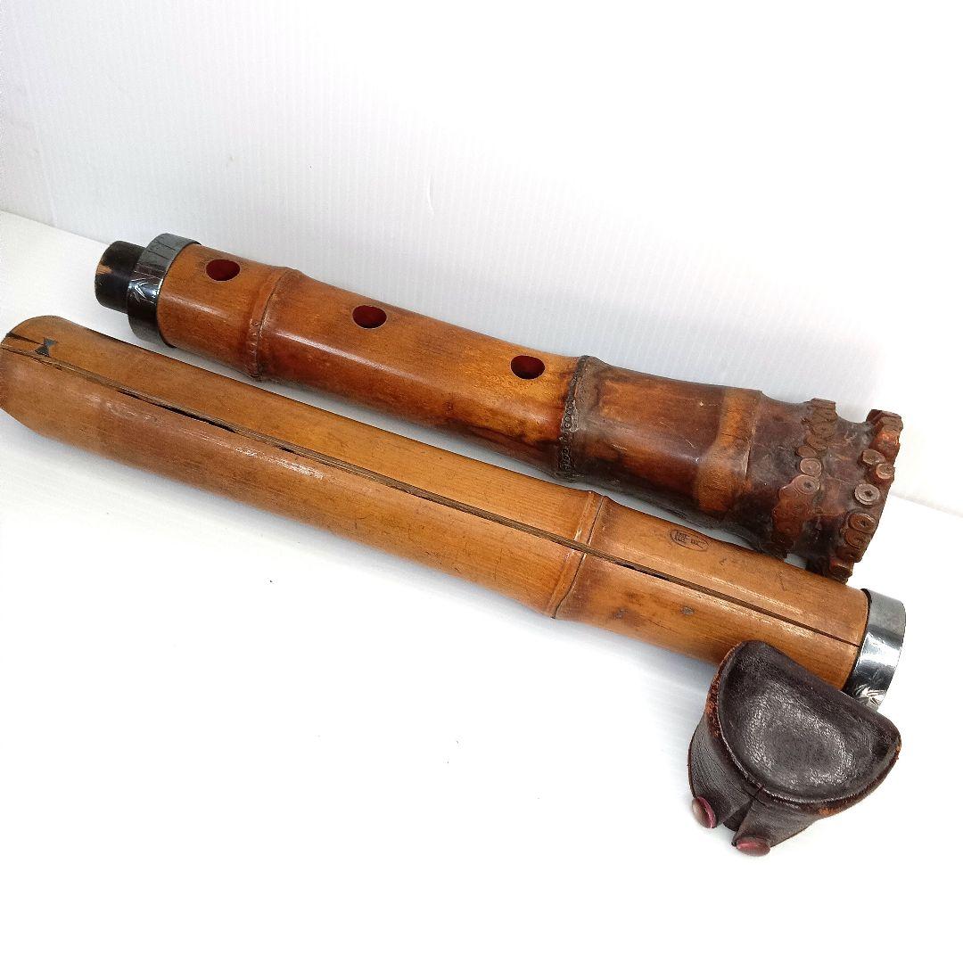 尺八 雨月銘 尺八 長さ54cm 1尺8寸 和楽器 本体 中継ぎ ケース付