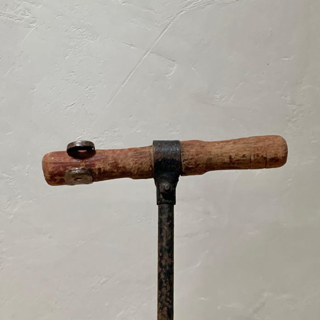 木と鉄できた 古い キックボード アンティーク 古道具 昭和レトロ オブジェ