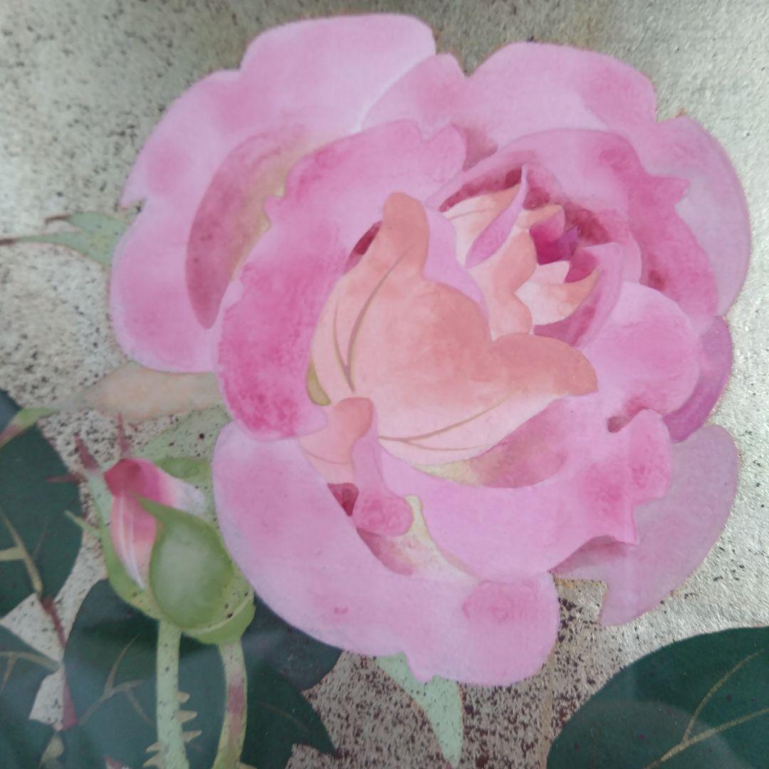 湯口絵美子日本画 薔薇ノ花サク（ブルー・バユー）