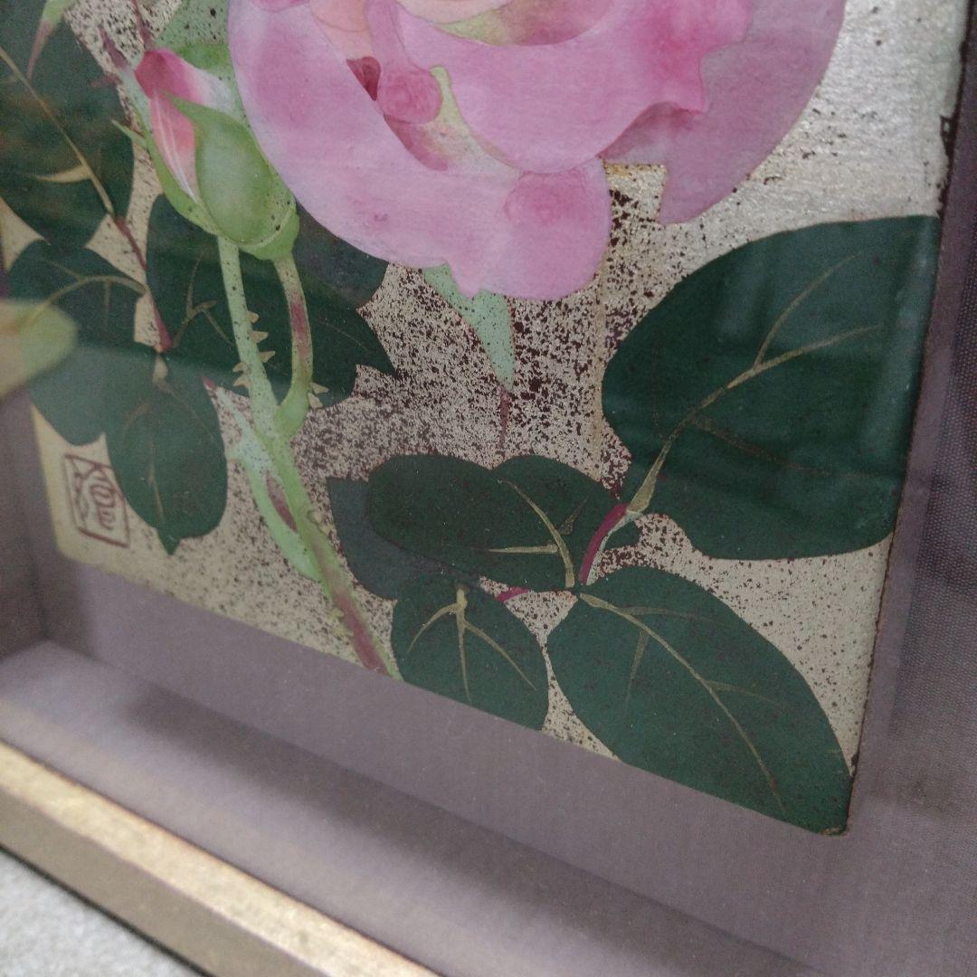 湯口絵美子日本画 薔薇ノ花サク（ブルー・バユー）