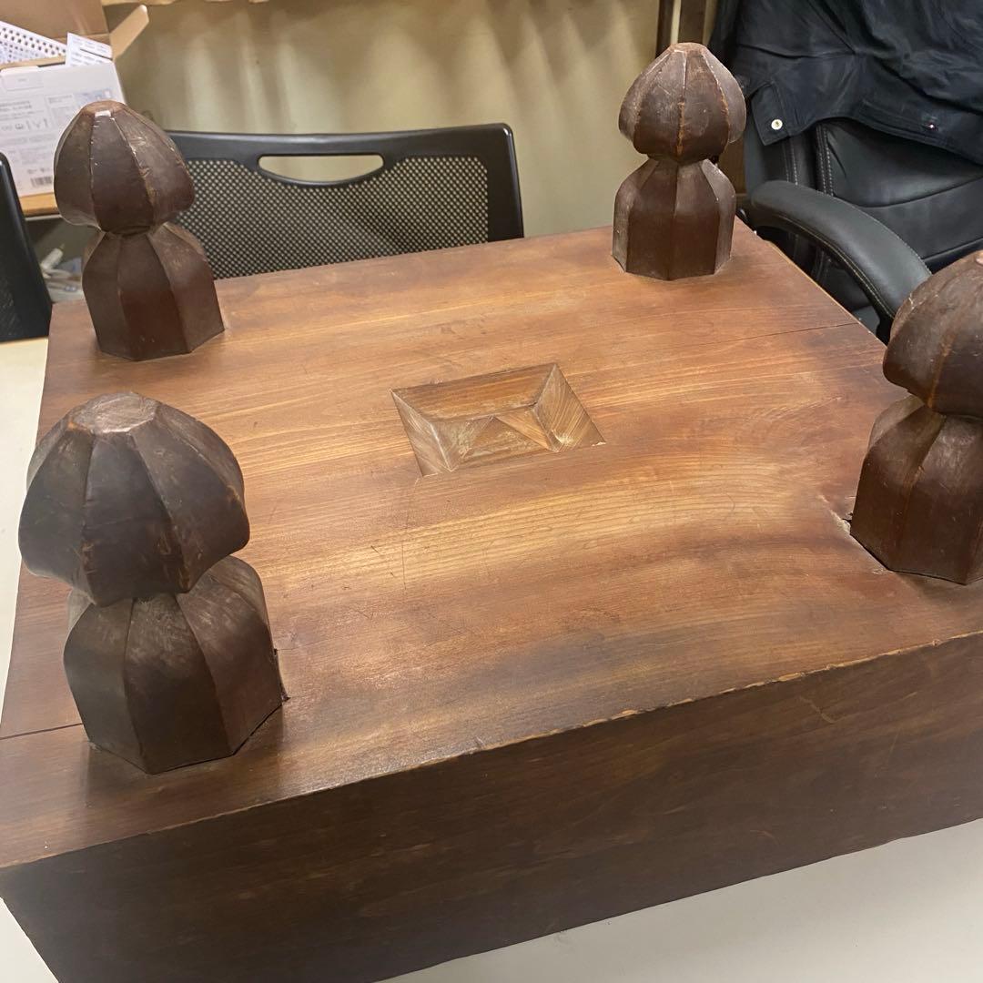 木製囲碁盤 丸脚付き 正方形　骨董　昭和レトロ　大正ロマン