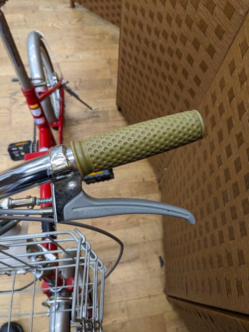 U007 美品　折り畳み自転車　20インチ　カゴ付き　レッド