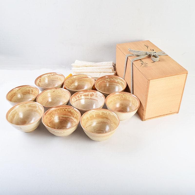 瀬戸焼　杉浦芳樹造　数茶碗　十客　堀内宗完（兼中斎）極め箱　M　R9292H