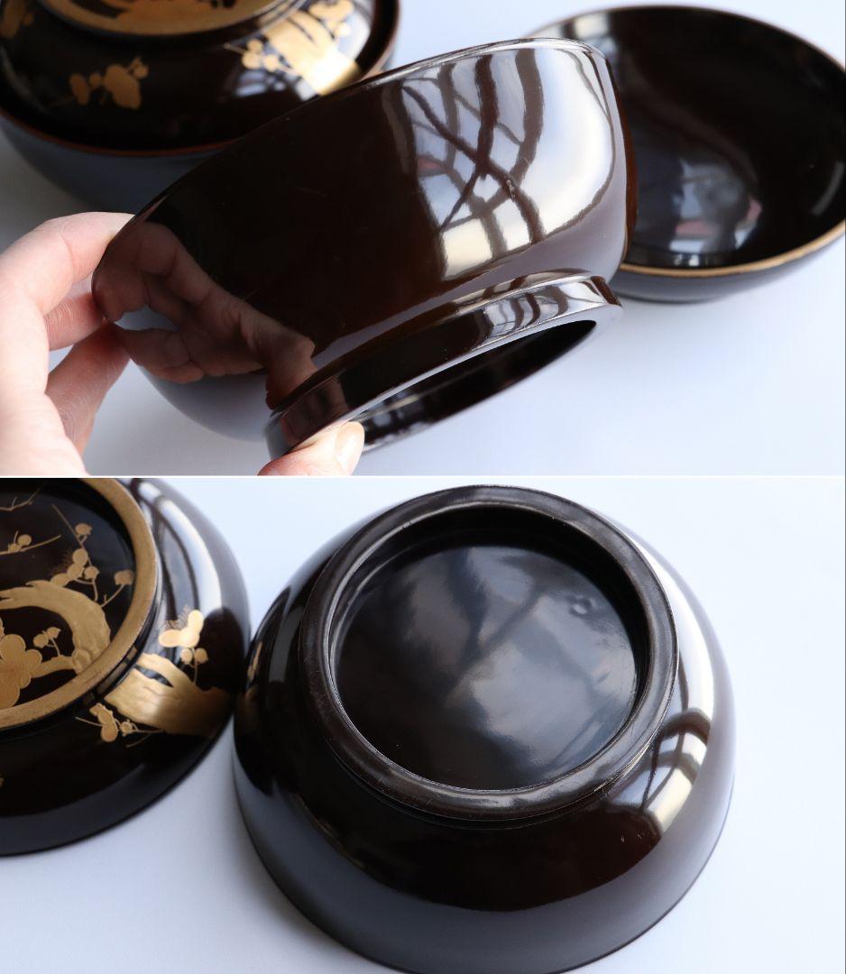 CL50 時代輪島塗 梅金蒔絵 黒塗椀 二客 木製漆器 漆芸 茶懐石