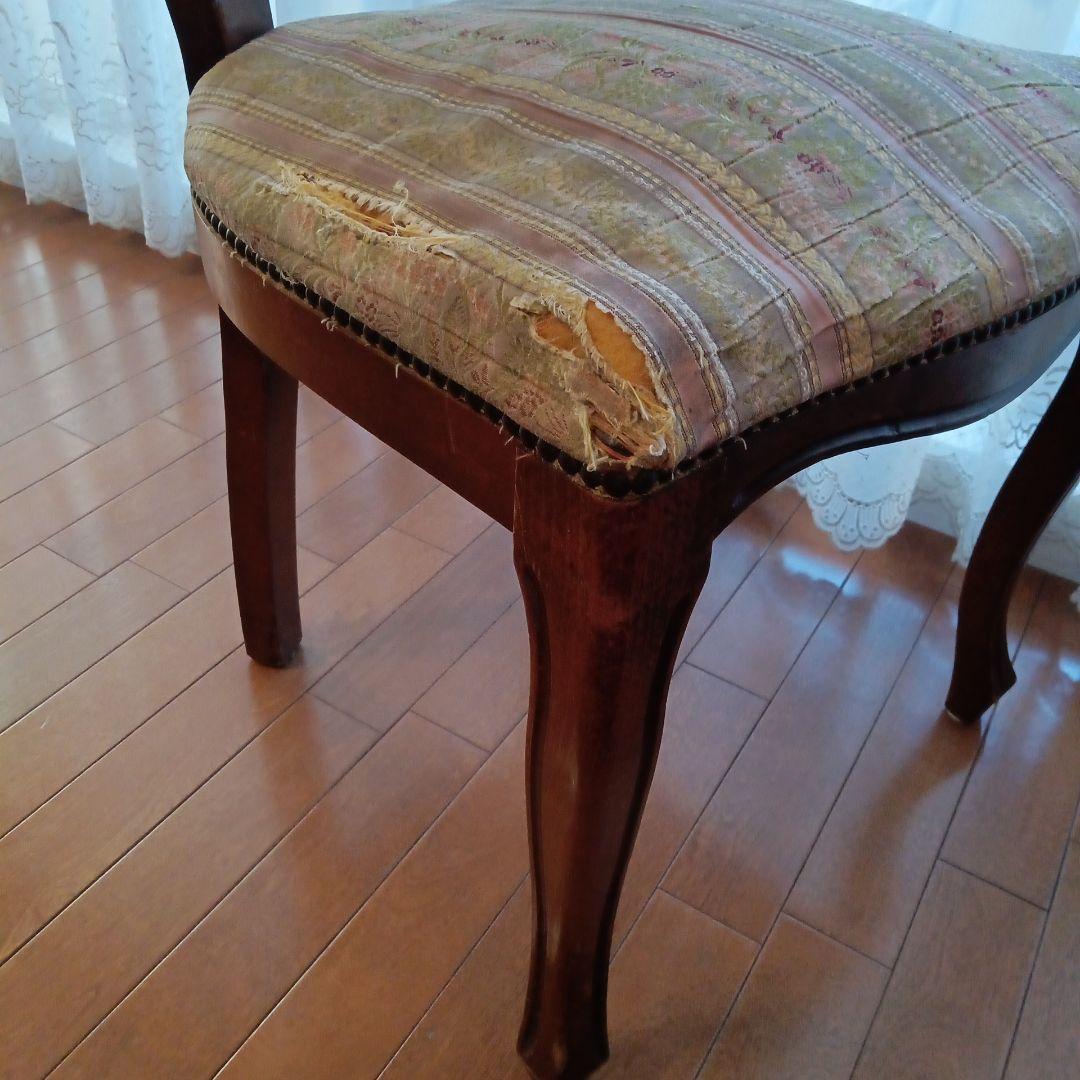 ③猫脚★エレガント★ヨーロピアン★ピンクストライプ布張り★ヴィンテージ★