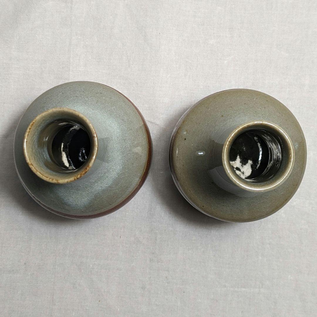 岡山県重要無形文化財 黒井一楽 虫明焼 燗徳利一対 酒器 銚子 とっくり 食器