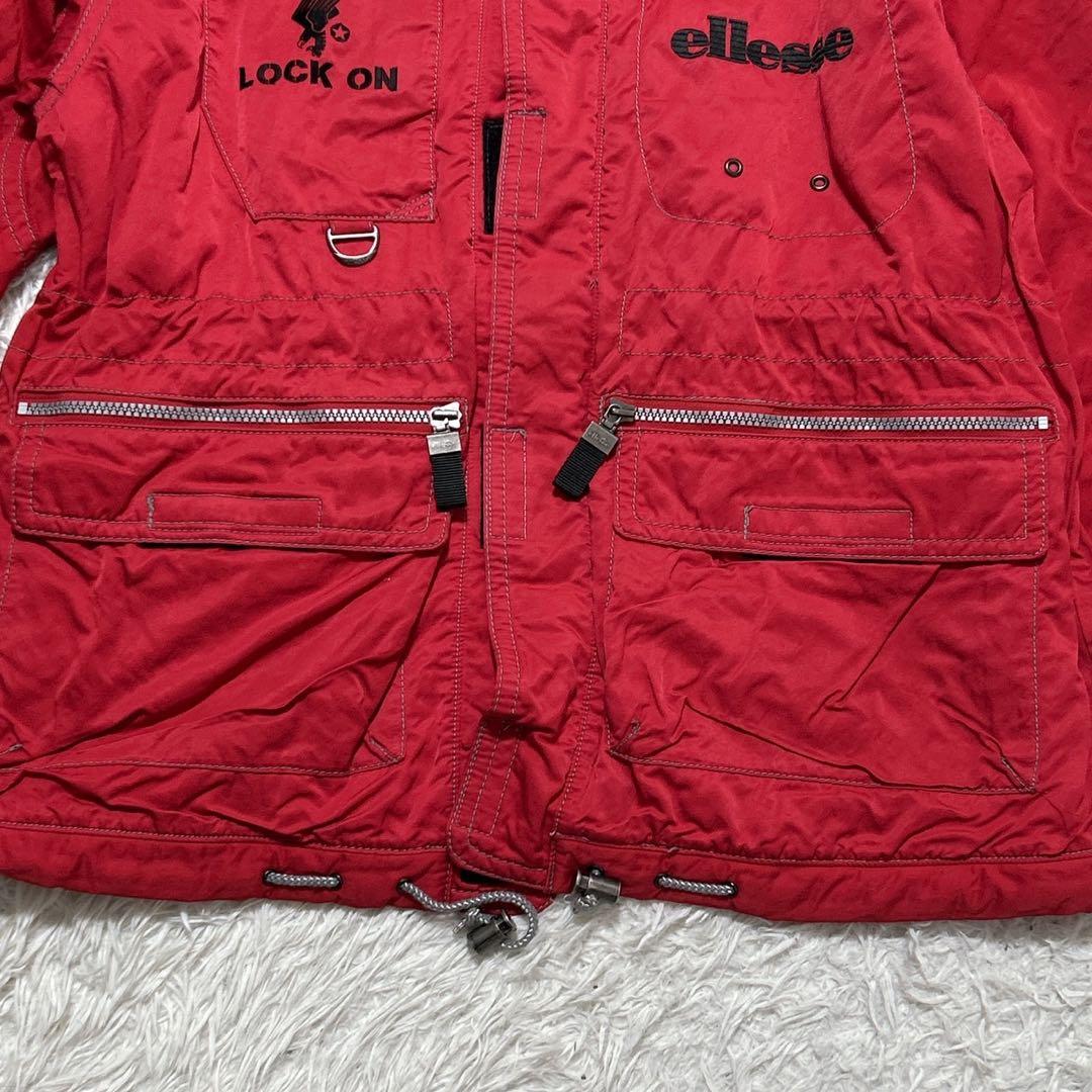 【2277】ellesse エレッセ　スキーウェア　ビッグプリント　イーグル　赤