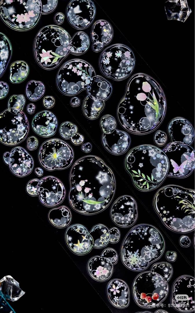 【8698】海外　マステ　5m巻売り　貝殻光カッティング泡　虹色マスキングテープ