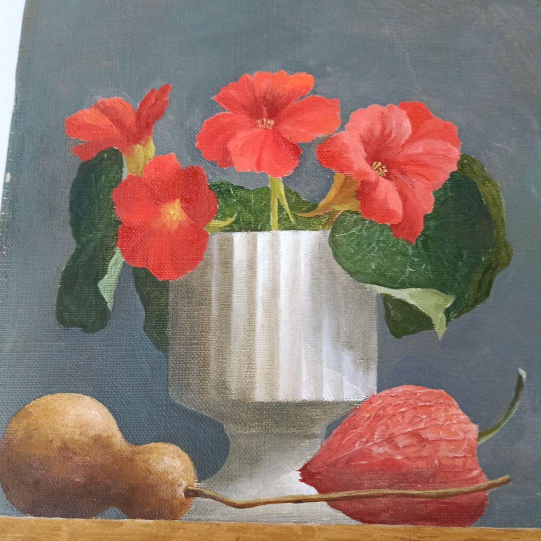 3155）岩戸俊彦　油絵F3号「ナスタチュウム」