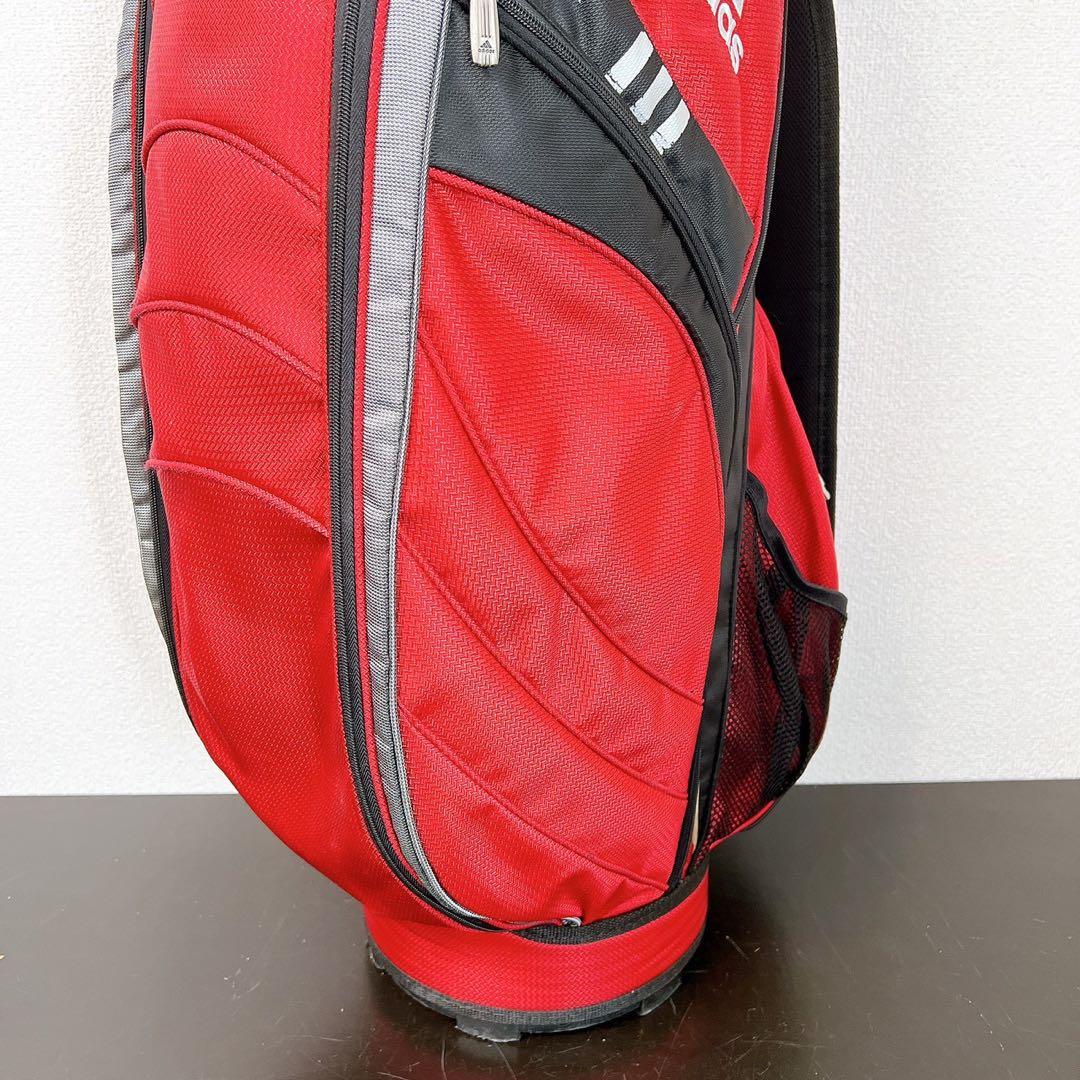 アディダス ゴルフ キャディバッグ 9型 6分割 レッド ブラック フードカバー