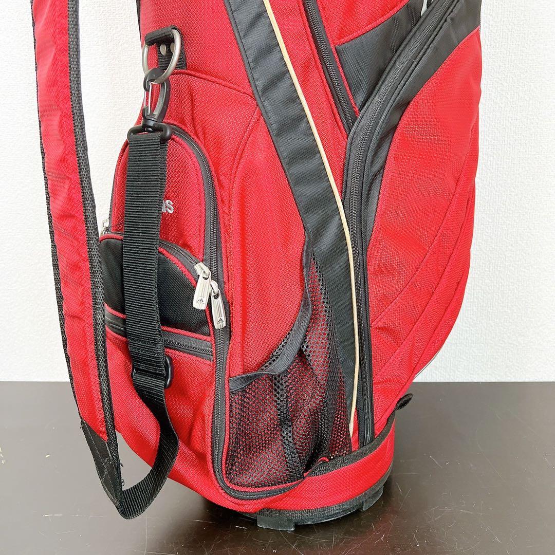 アディダス ゴルフ キャディバッグ 9型 6分割 レッド ブラック フードカバー