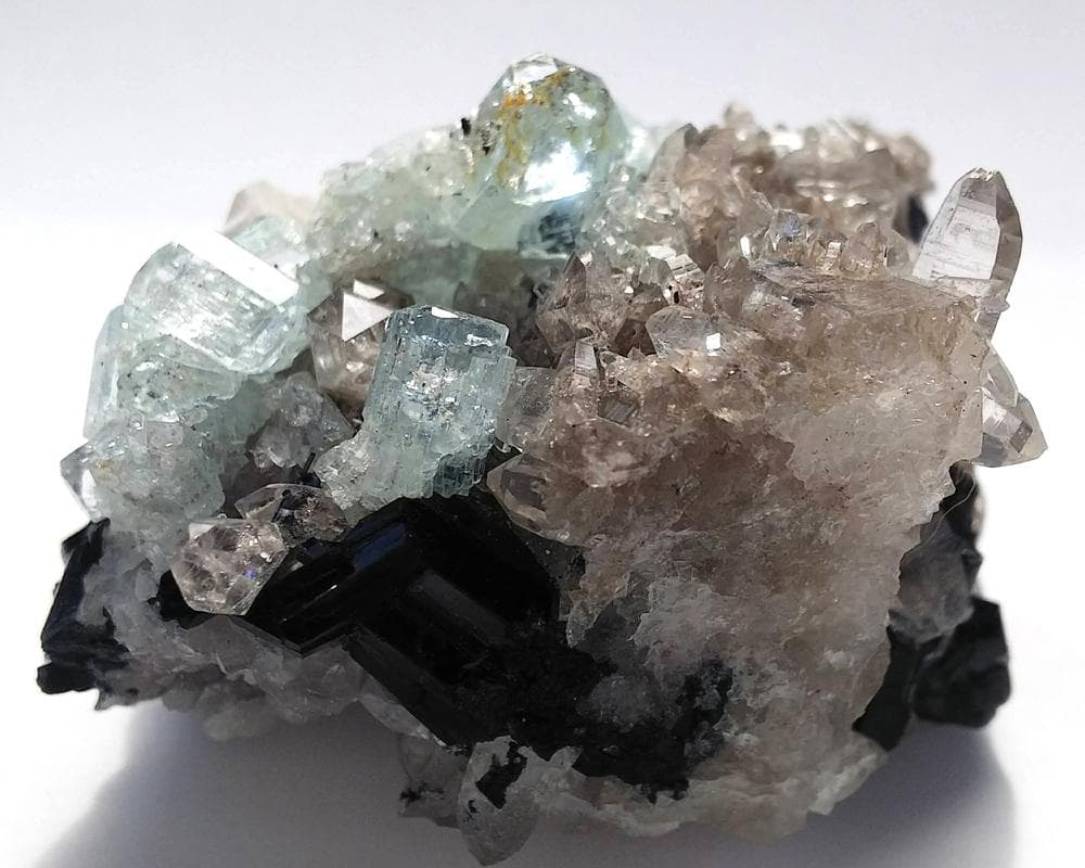 334 宝石質 クラスター アクアマリン スモーキークォーツ トルマリン