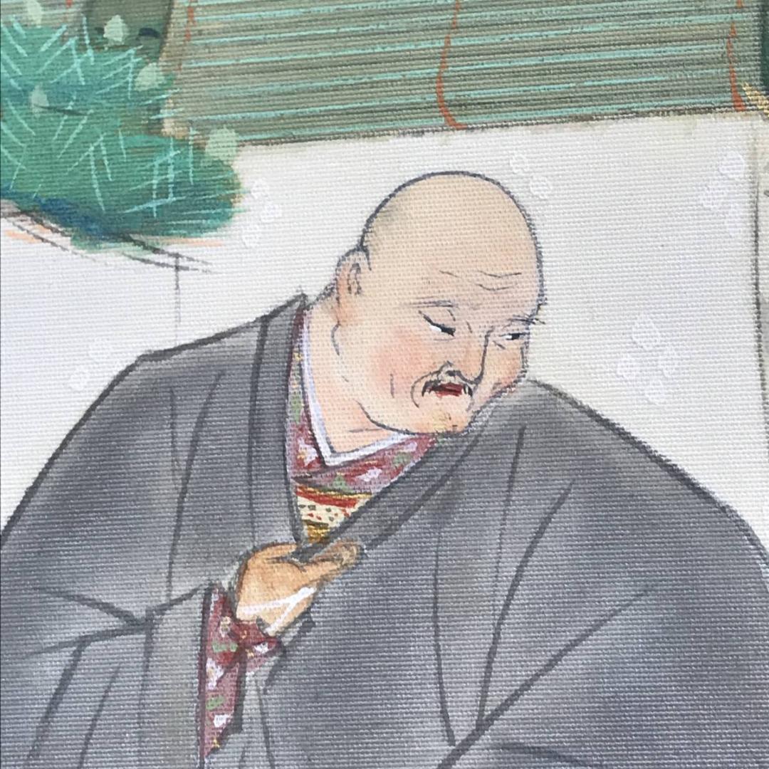 【真作】岩佐古香/重成諌言図/人物図/掛軸/名家伝来/AC-784