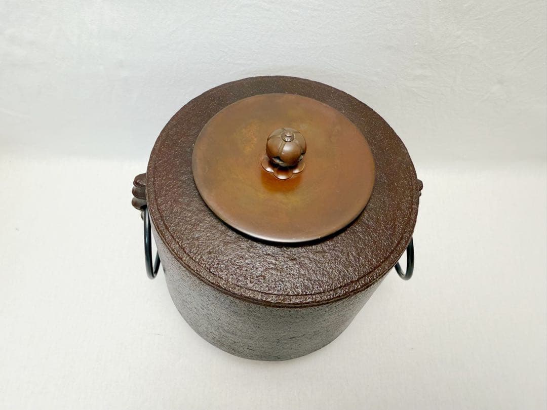 美品 茶道具 釜師 人間国宝 高橋敬典造 筒釜 釜印 栞 共箱