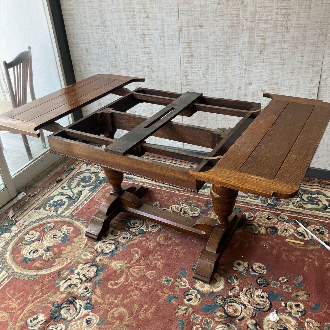 オランダアンティーク 無垢材 エクステンションテーブル 伸縮式ダイニングテーブル