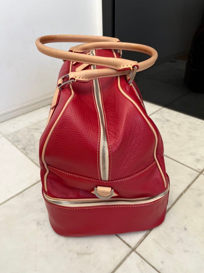 ゴルフダイジェスト掲載　ゴルフバッグ　本革　赤