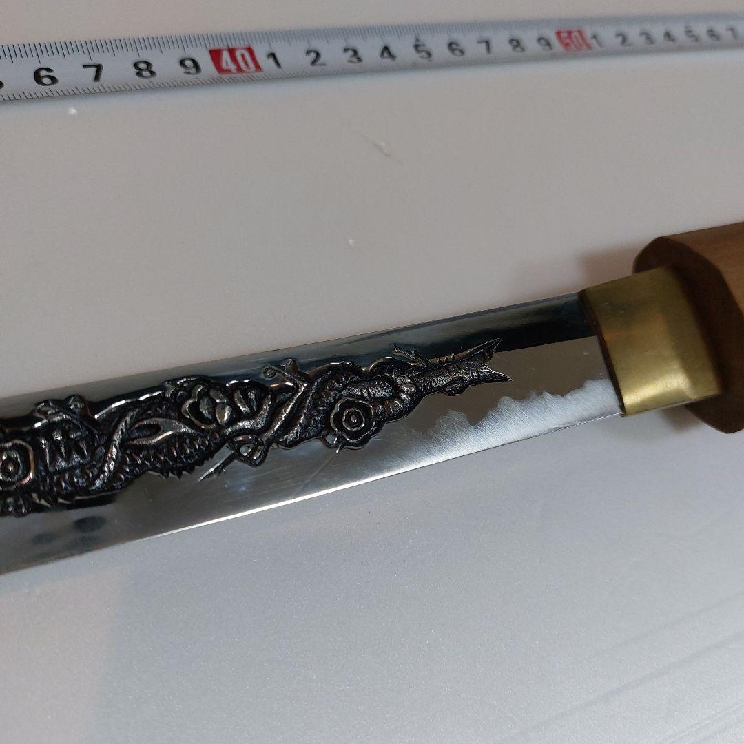 模造刀 竜彫刀 アンティーク　梵字 刀 白サヤ竜彫居合模擬刀日本刀刀剣金属製武具