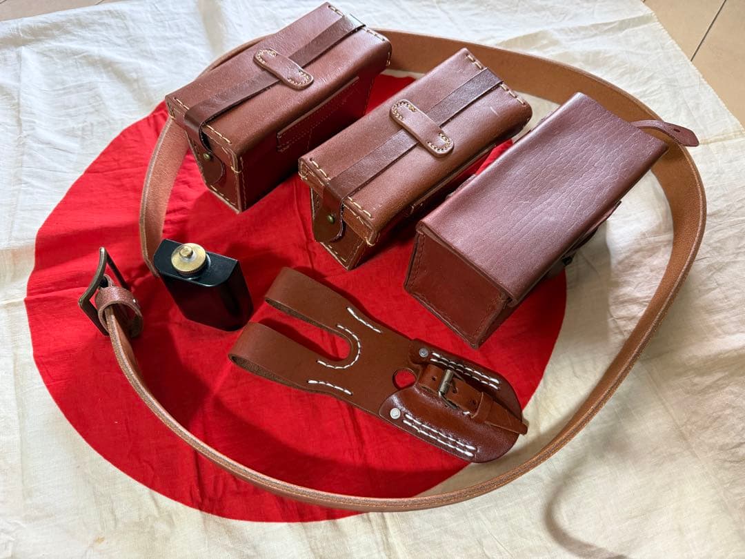 オイル缶付 日本軍弾薬盒,剣刺,帯革★兵士個人装備セット★B級品の複製品です★