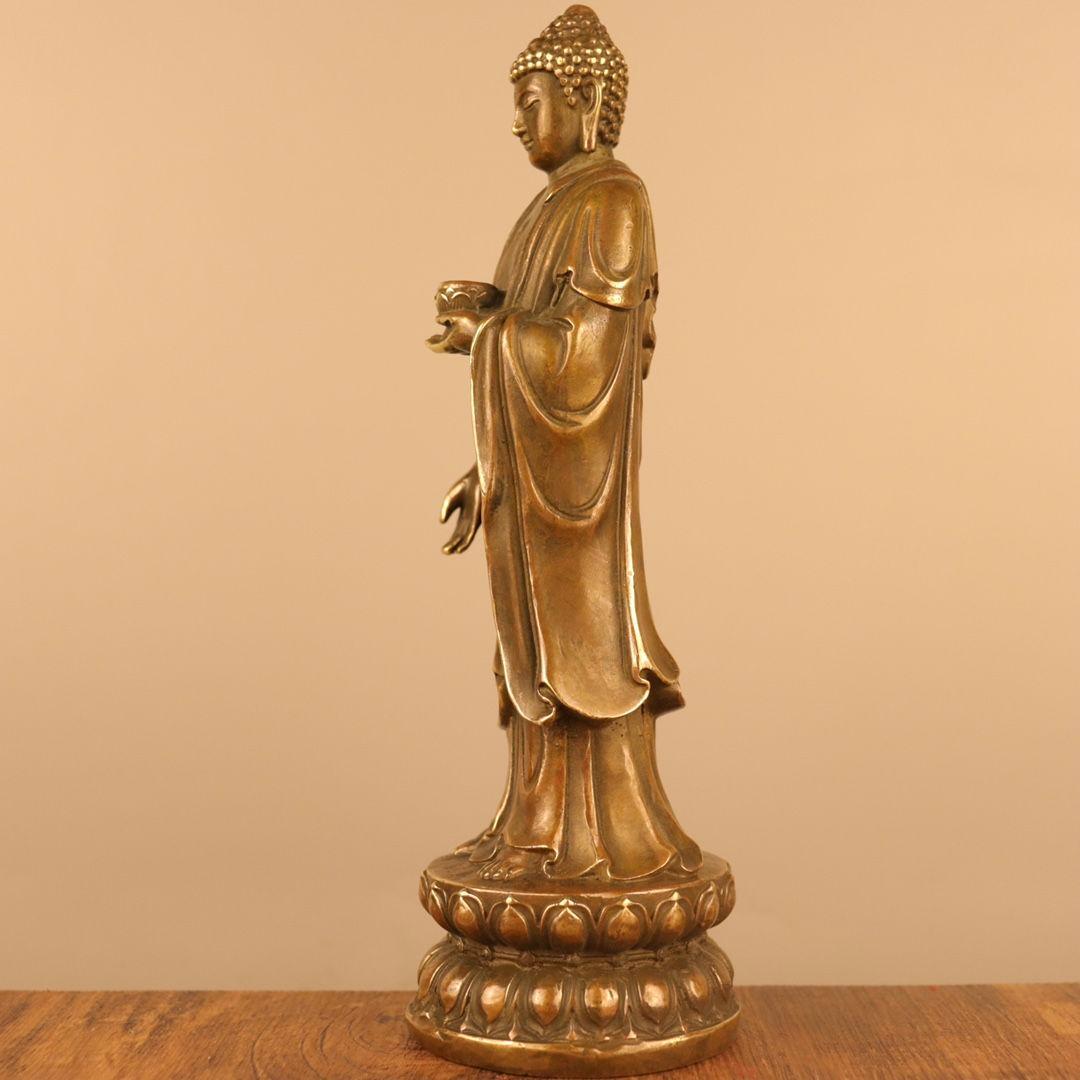 仏教美術 仏像駅蓮華釈迦如来仏様 銅製 銅器