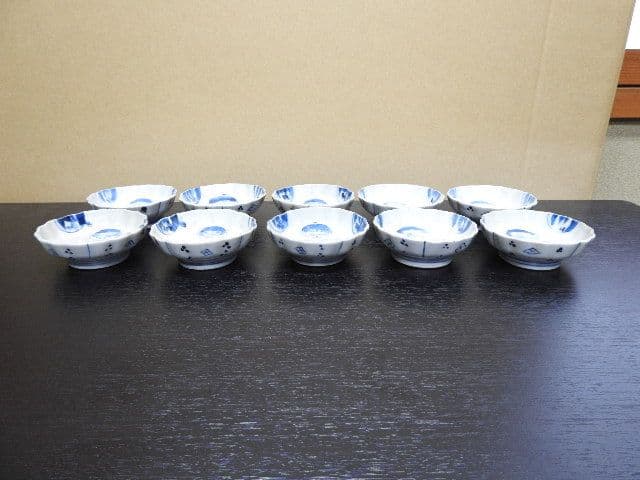 染付丸文豆皿　十客　M１３４５