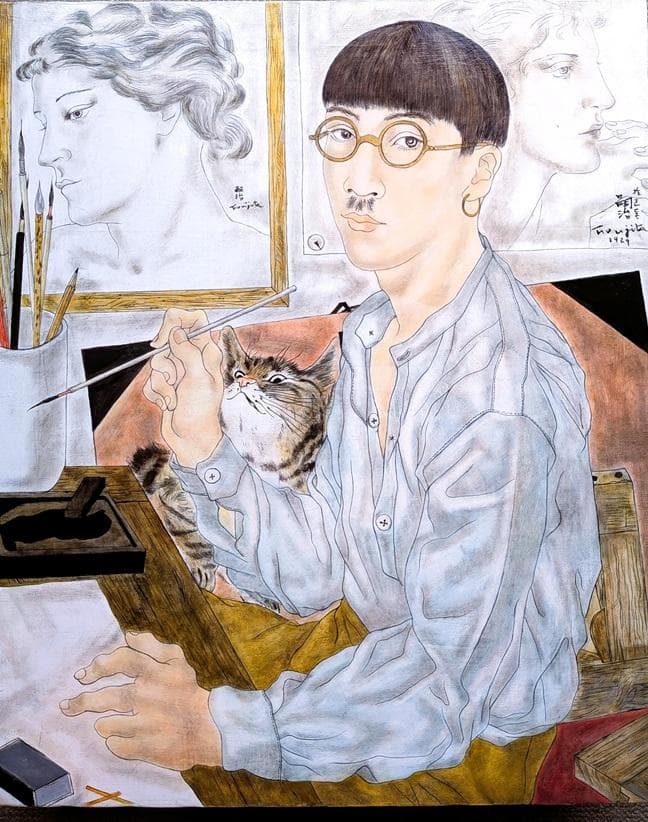 伊藤和生　藤田嗣治作「自画像」（東京近代美術館所蔵）油彩画にて模写Ｆ20号 額装