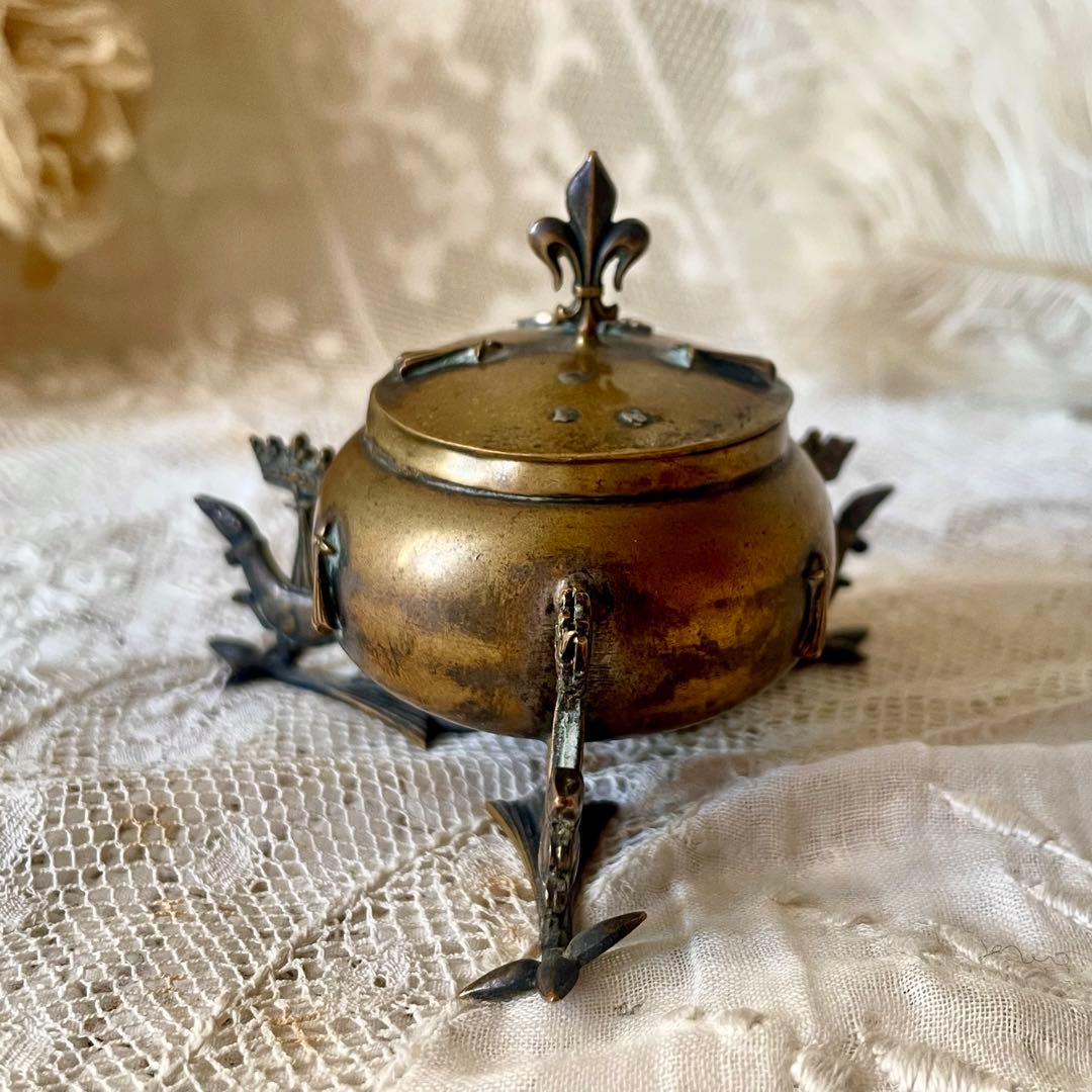 ブルターニュ エルミン紋章書斎用インクウェル インク壺 フランスアンティーク