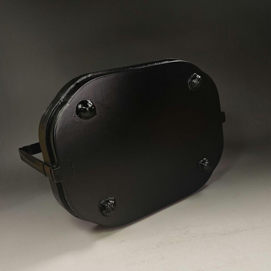 イ934 煙草盆『海田宗恵』『三代宗旦好写　一閑手付木瓜型　莨盆　胡桃足　共箱』