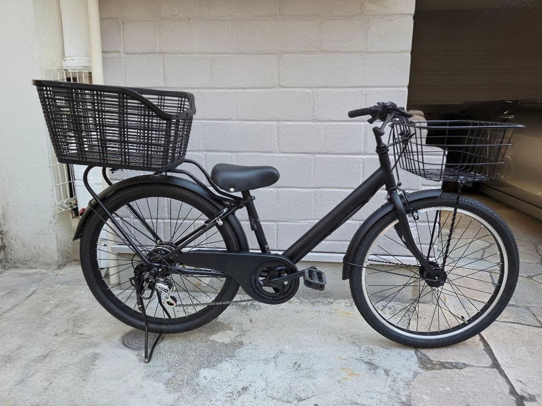 24インチ キッズ シティサイクル 野球チーム カゴ、オートライト、6段変速