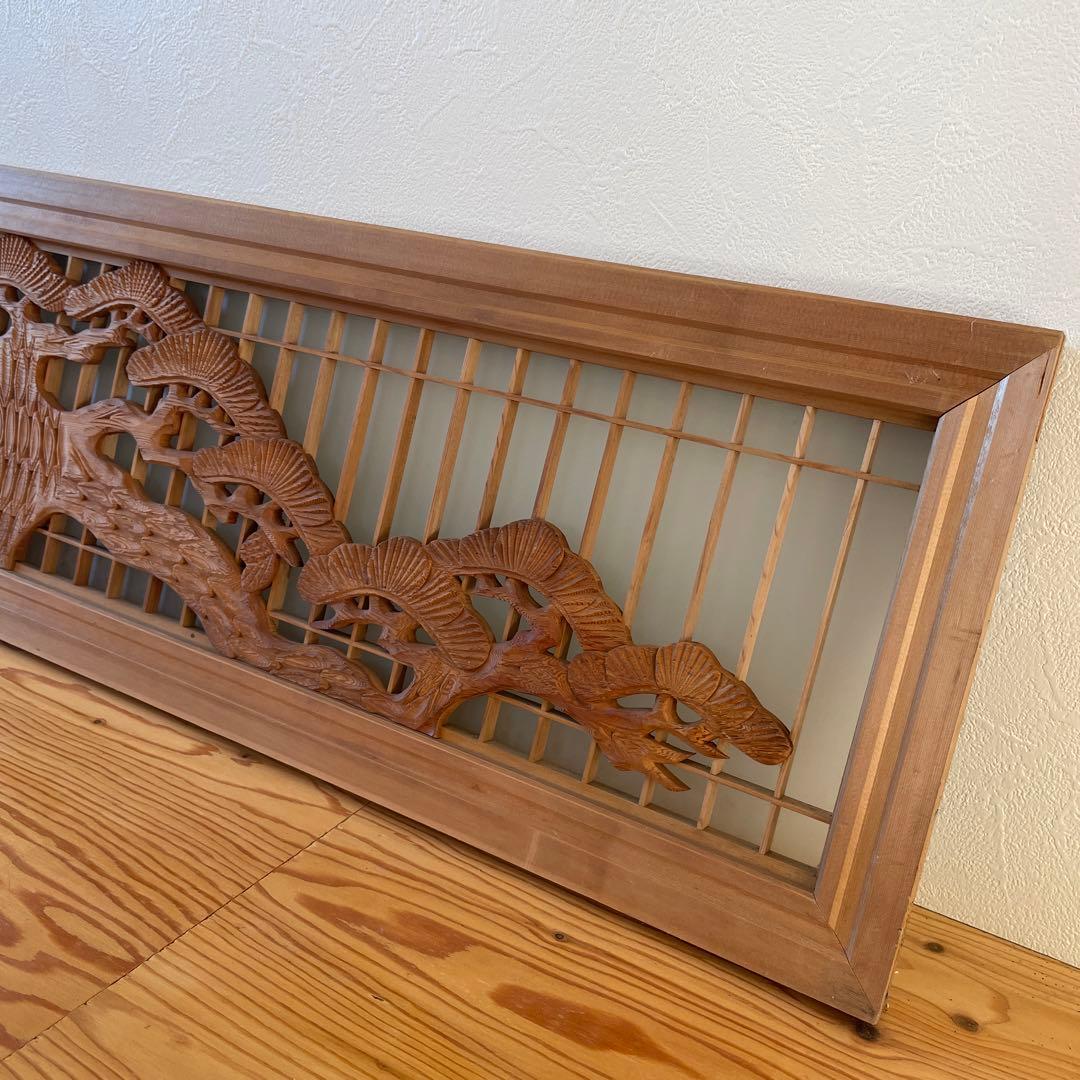 欄間 松　彫刻　すりガラス　建具　らんま