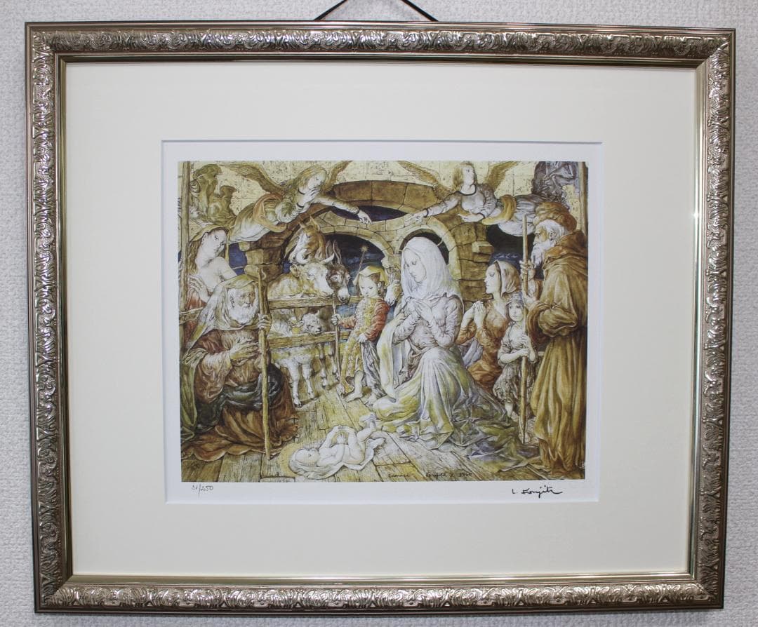 藤田嗣治 エスタンプリトグラフ「キリスト生誕」 250部限定 31/250
