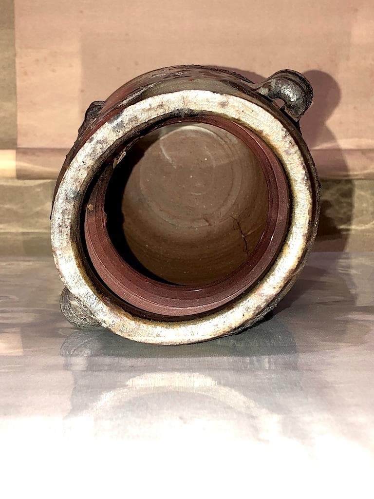 備前花瓶３点　左・木村友敬、中・末石高仙、右・不明、箱無　無傷　在銘　まとめて。