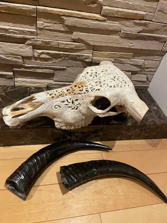 豊饒の水牛　彫刻　壁飾り